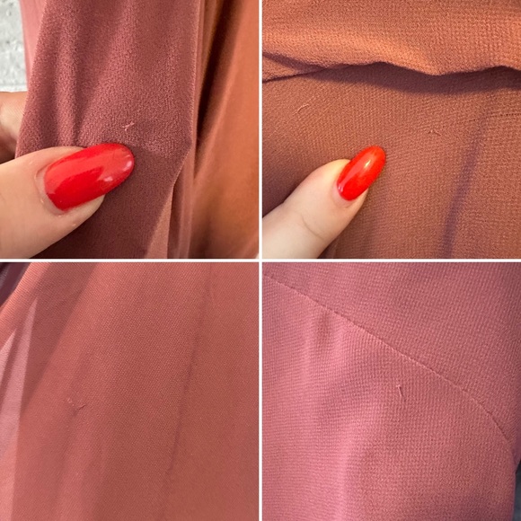 Jenny Yoo Inesse Thin Strap V Neck Long Chiffon Gown Cinnamon Rose - Picture 7 of 11